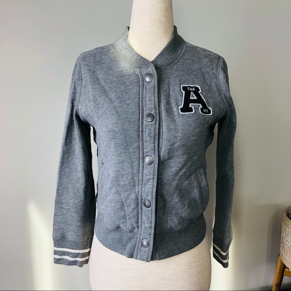 Abercrombie & Fitch Varsity Sweatshirt Soft Shell Varsity 3/4 Sleeve Jacket - Picture 2 of 4